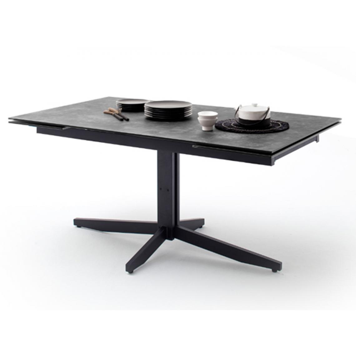 Pegane - Table à manger extensible en métal et verre aspect gris pierre - L.160-240 x H.76 x P.90 cm - Tables à manger