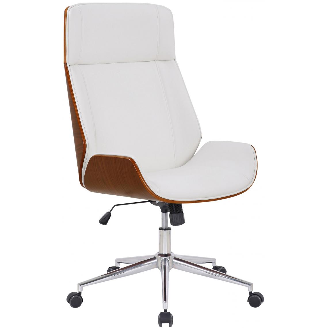 Icaverne - Magnifique Chaise de bureau edition Tachkent cuir synthétique couleur noyer / blanc - Chaises