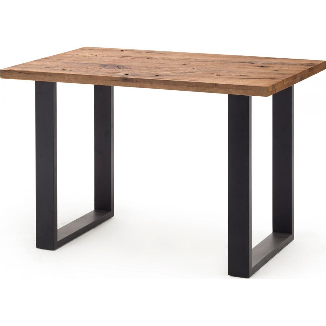 Pegane - Table haute en chêne bassano et métal laqué anthracite - Longueur 160 x Hauteur 107 x Profondeur 100 cm - Tables à manger