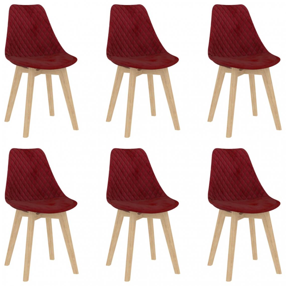 Vidaxl - vidaXL Chaises de salle à manger 6 pcs Rouge bordeaux Velours - Chaises