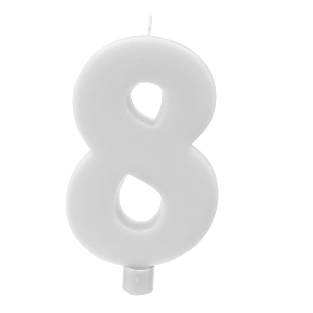 Visiodirect - Lot de 10 Bougies géantes chiffre ""8"" blanc sur pique - 13,5 x 8 cm - Objets déco