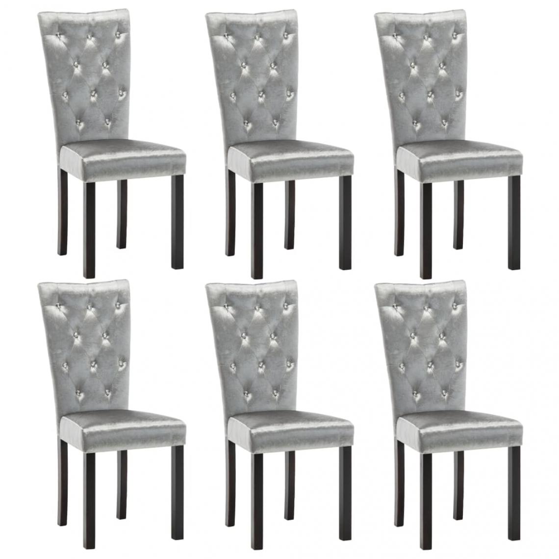 Decoshop26 - Lot de 6 chaises de salle à manger cuisine design élégant velours argenté CDS022114 - Chaises