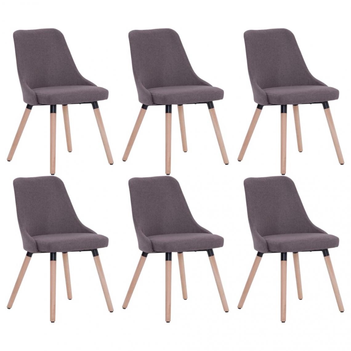 Decoshop26 - Lot de 6 chaises de salle à manger cuisine design moderne tissu taupe CDS022857 - Chaises
