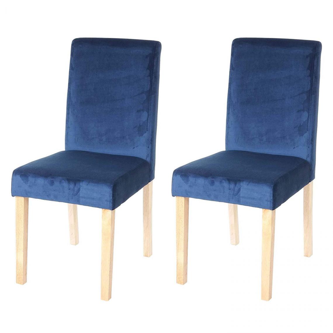 Decoshop26 - Lot de 2 chaises de salle à manger / cuisine en tissu velours bleu pétrole CDS04411 - Chaises