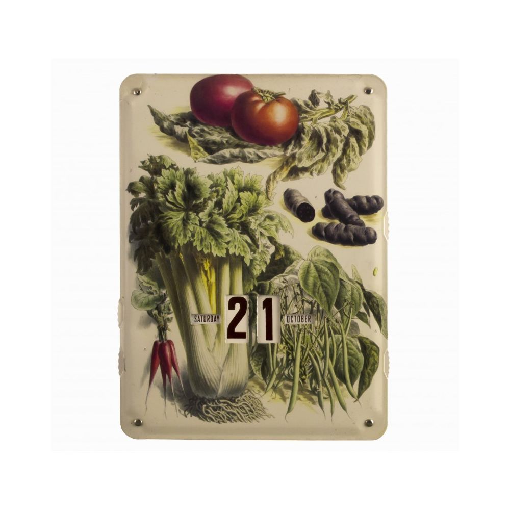 L'Héritier Du Temps - Plaque Publicitaire Murale Calendrier Motif Legumes en Metal 1x27,5x37cm - Objets déco