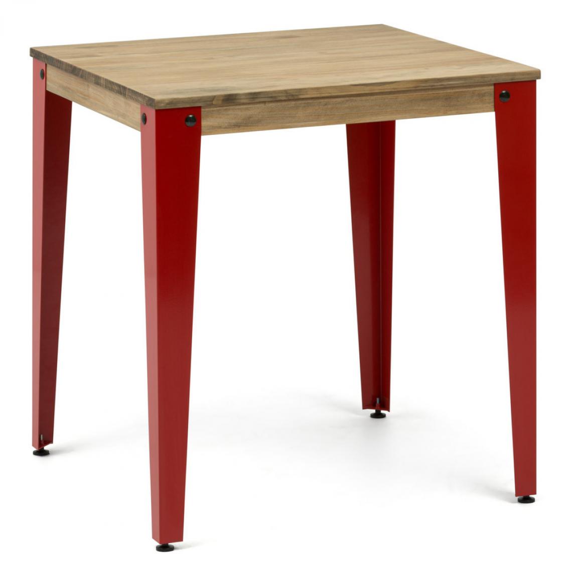 BOX FURNITURE - Table Salle à Manger Lunds 80x80x75cm Rouge-Vieilli Box Furniture - Tables à manger