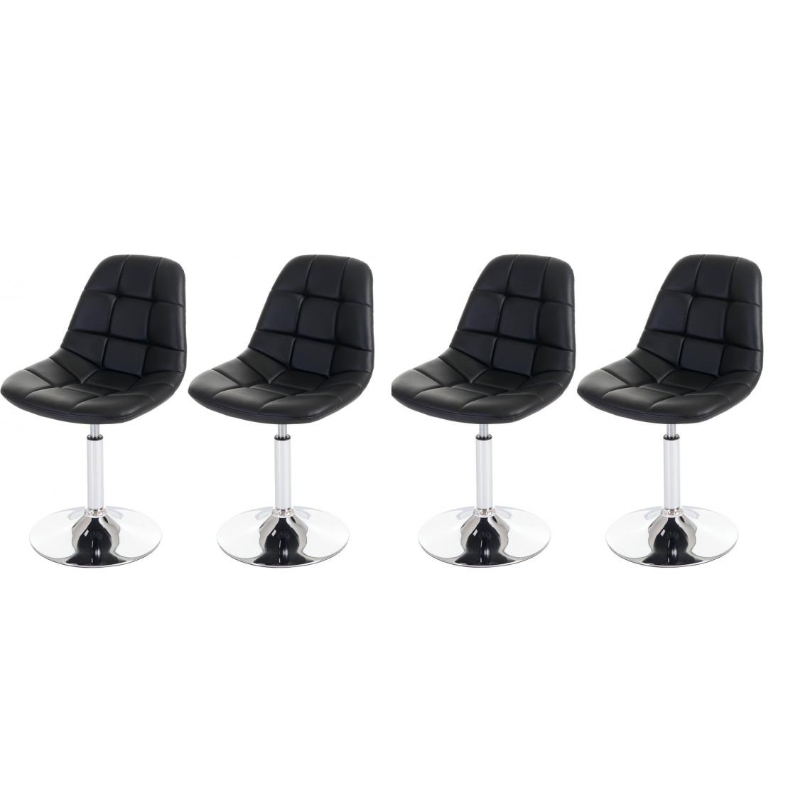 Decoshop26 - 4x chaises de salle à manger en simili-cuir noir pied chromé pivotant CDS04523 - Chaises