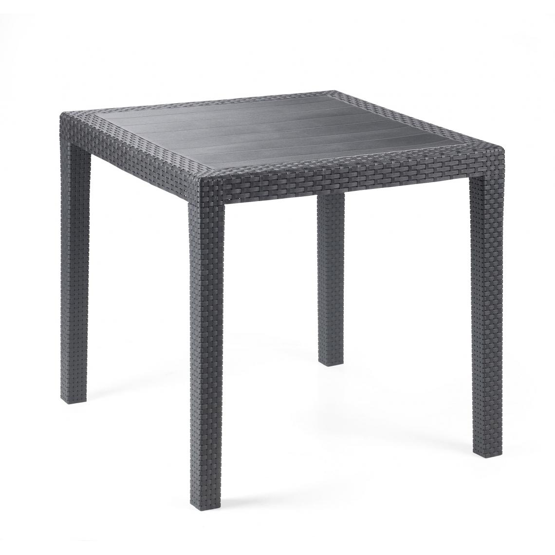 Alter - Table carrée effet rotin, couleur anthracite, Dimensions 79 x 72 x 79 cm - Tables à manger