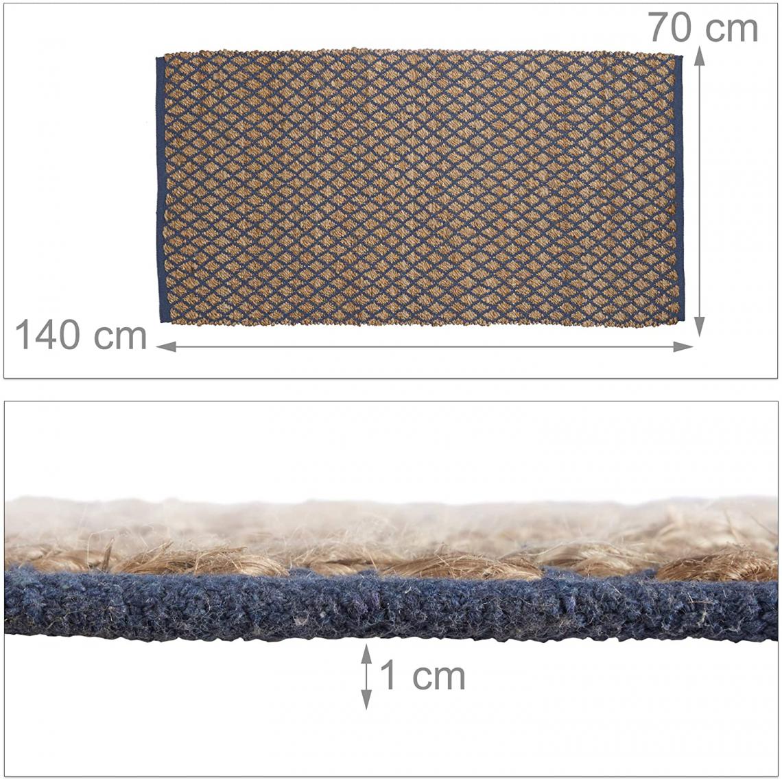Helloshop26 - Tapis de passage tapis de sol en jute fibre nature fait main couloir 70 x 140 cm marron 13_0002836 - Tapis