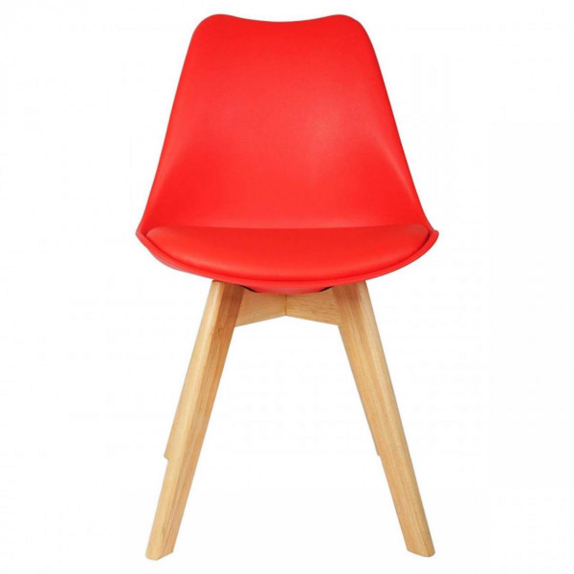 MercatoXL - Salle à manger cuir artificiel chaise jambes en bois rouge - Tables à manger