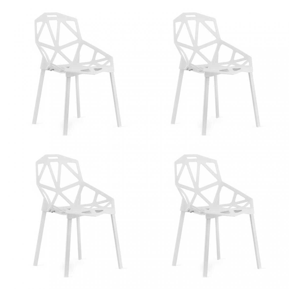 Hucoco - ERREN - Lot de 4 chaises en PP style moderne salon/cuisine/salle à manger - 79.5x54x50 cm - Chaise de salle à manger - Blanc - Chaises