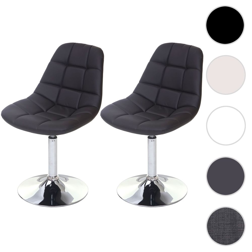 Mendler - 2x chaise de salle à manger Cascina, fauteuil pitovante, chrome ~ similicuir marron - Chaises