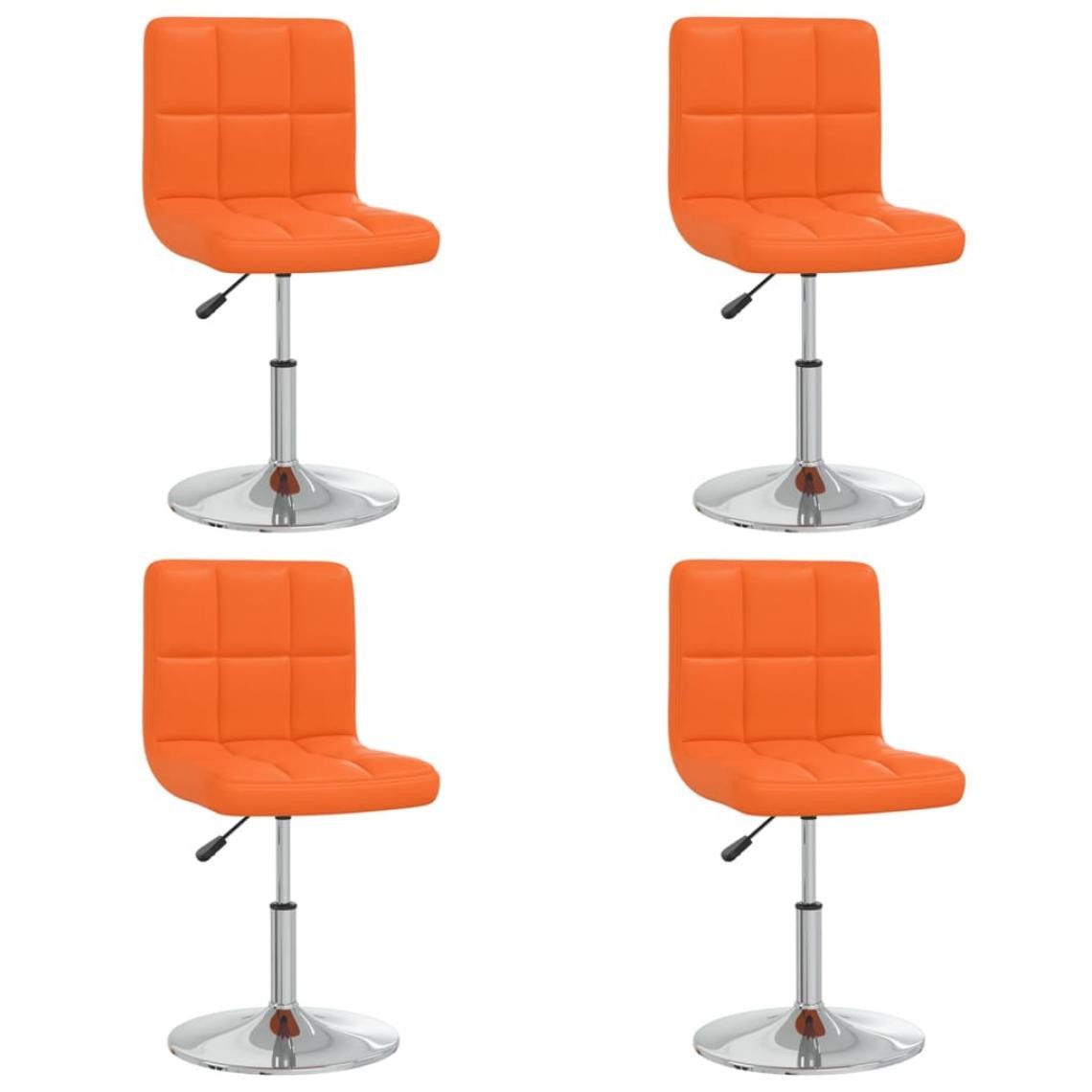 Decoshop26 - Lot de 4 chaises de salle à manger cuisine design contemporain similicuir orange CDS021873 - Chaises