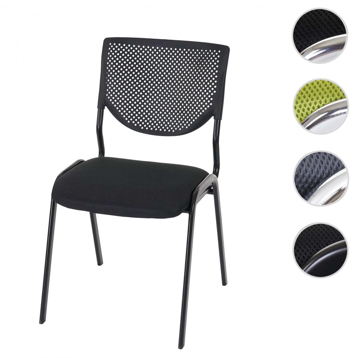 Mendler - Chaise visiteur T401, chaise de conférence empilable, tissu/textile ~ siège noir, pieds chromés - Chaises