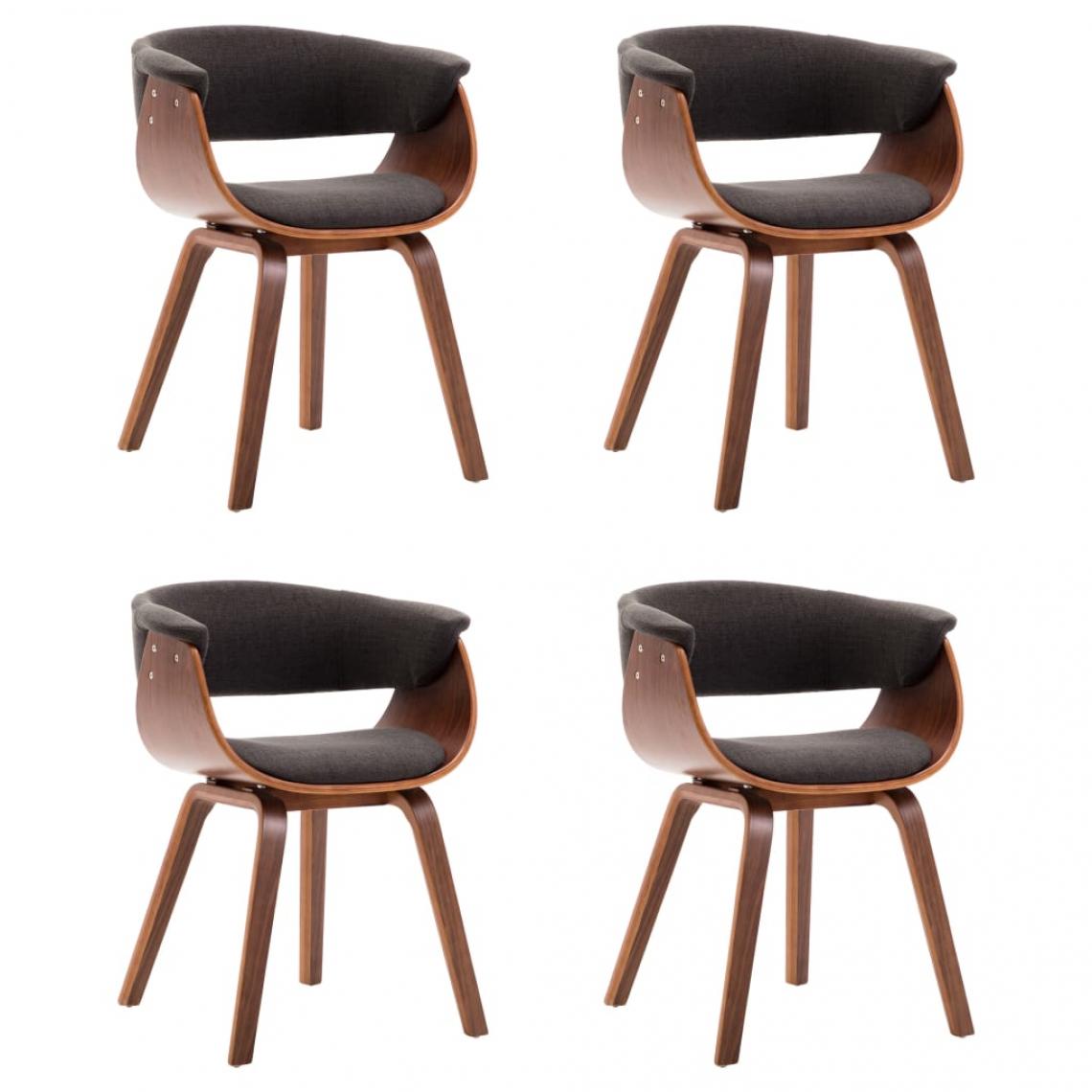 Decoshop26 - Lot de 4 chaises de salle à manger cuisine design intemporel bois courbé et tissu gris CDS021496 - Chaises