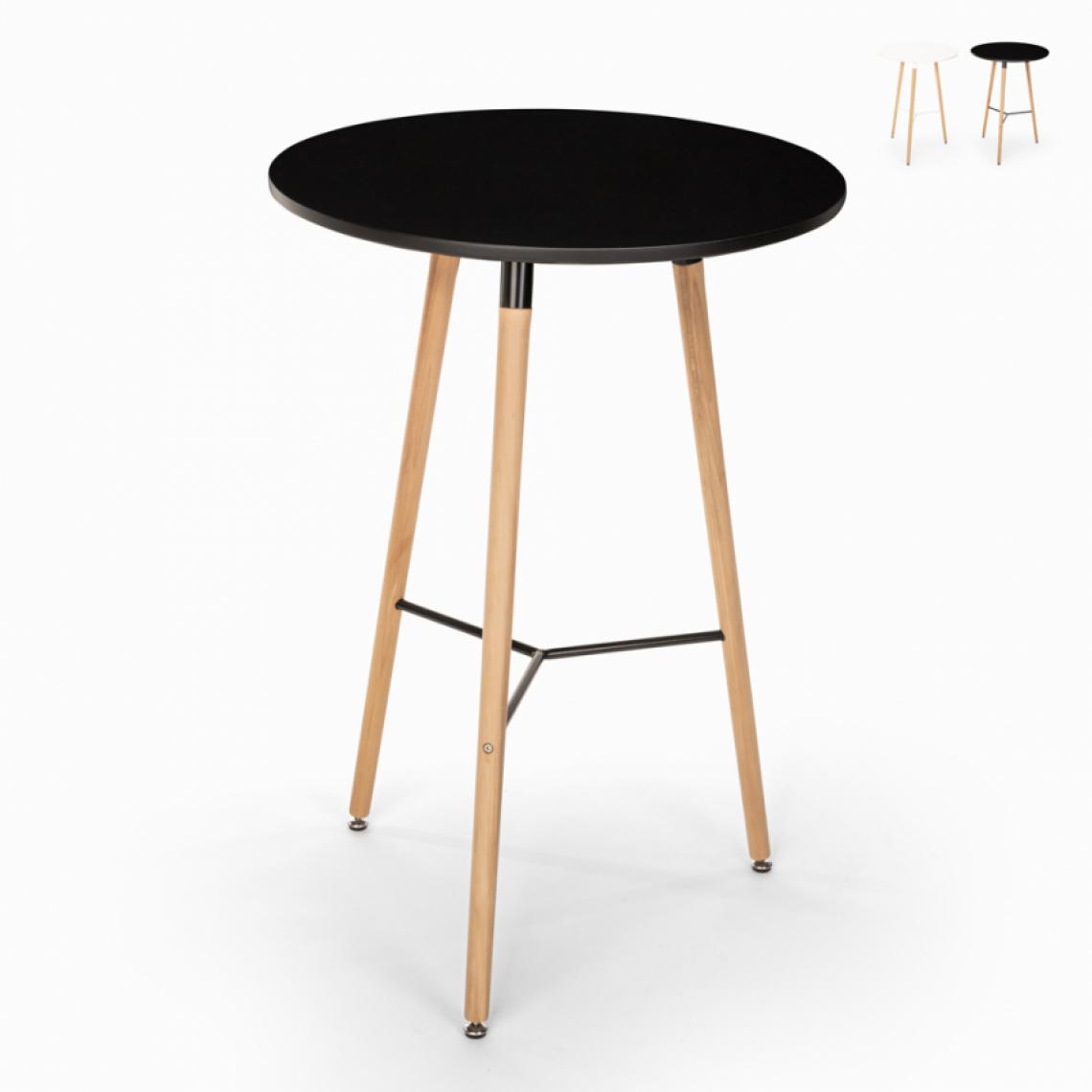 Ahd Amazing Home Design - Table haute pour tabourets design scandinave en bois 60x60 rond en bois Shrub, Couleur: Noir - Tables à manger