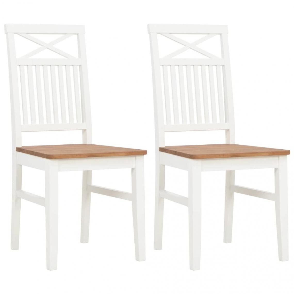 Decoshop26 - Lot de 2 chaises de salle à manger cuisine design classique bois de chêne solide blanc CDS020164 - Chaises