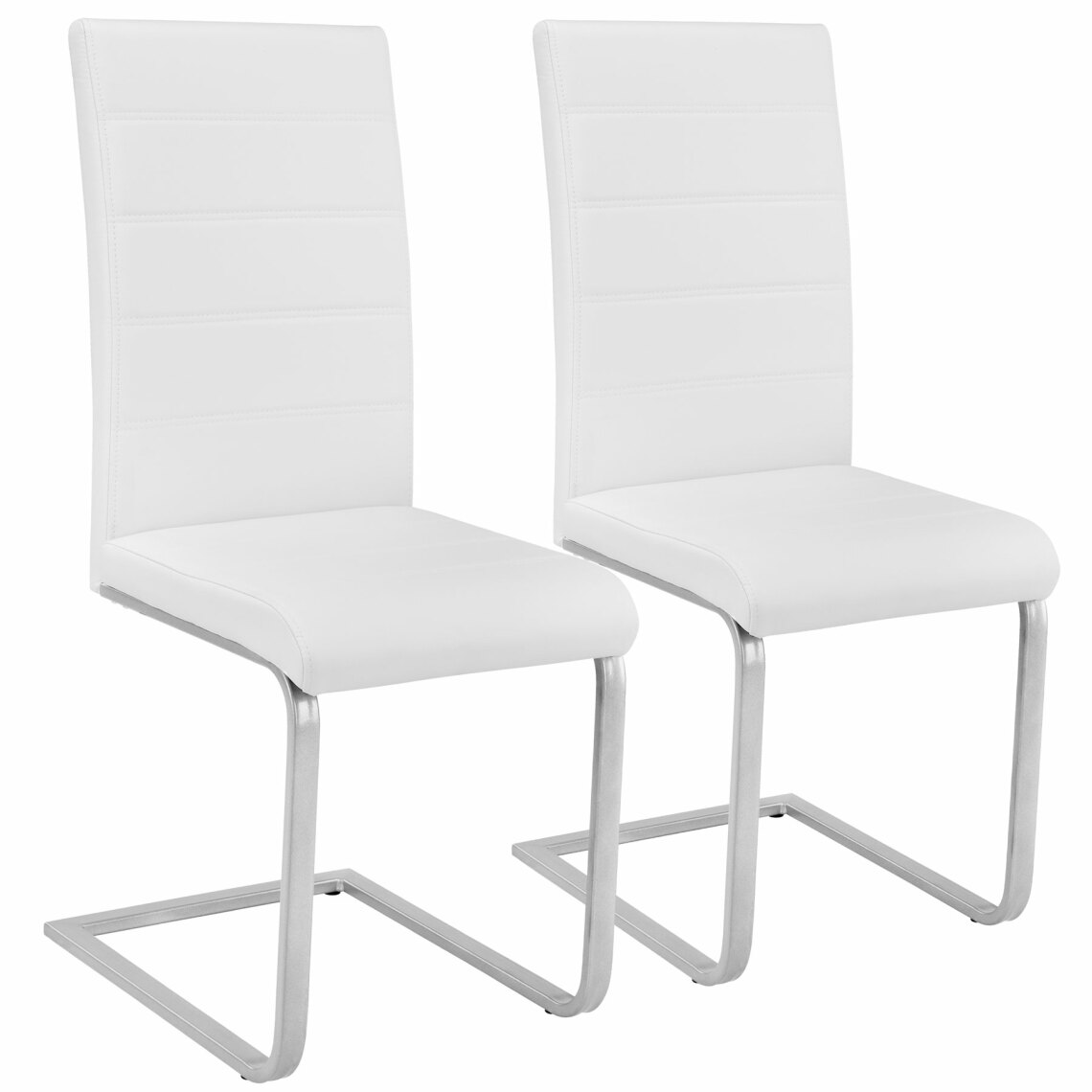 Tectake - 2 Chaises de Salle à Manger BETTINA Rembourrées Pieds en métal Argentés Design Moderne - blanc - Chaises