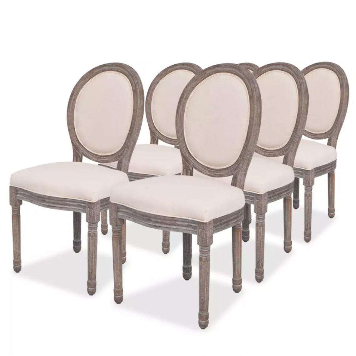Decoshop26 - Lot de 6 chaises de salle à manger cuisine design classique en tissu crème CDS022367 - Chaises