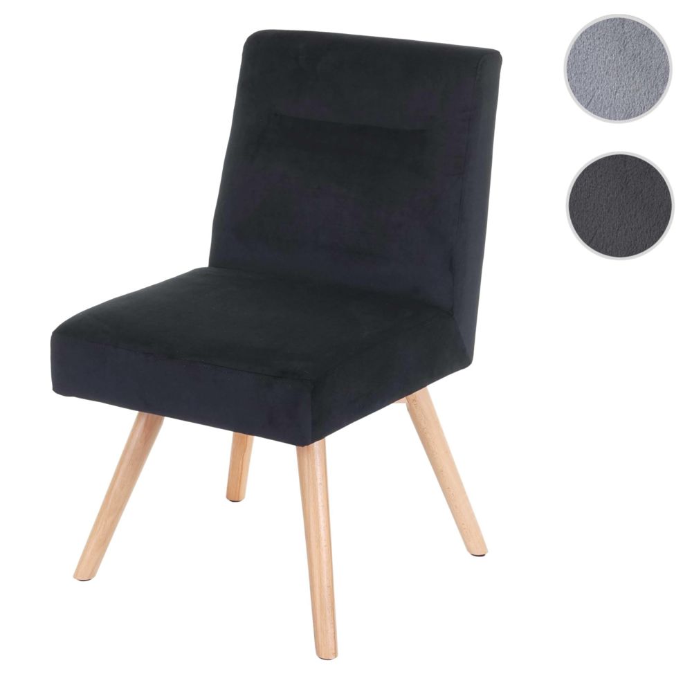Mendler - Chaise de salle à manger HWC-F38, fauteuil de cuisine, design rétro, velours ~ noir - Chaises