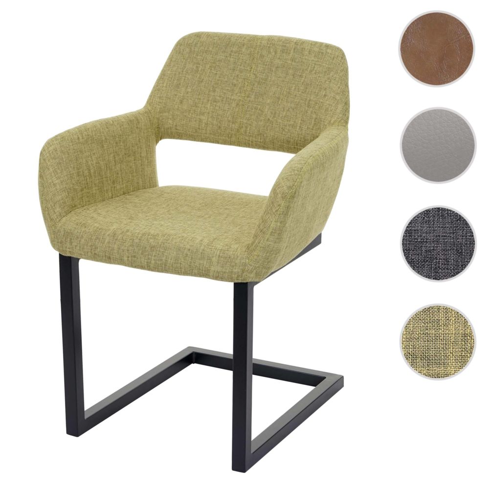 Mendler - Chaise de salle à manger HWC-A50 II, rétro ~ tissu, vert clair - Chaises