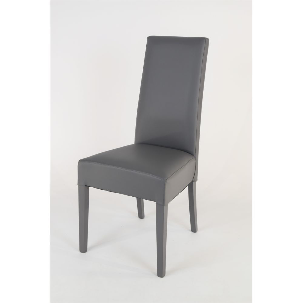Tommychairs - Tommychairs - Set 4 chaises LUISA pour la cuisine et Bar, Solide Structure en bois de hêtre et assise en cuir artificiel gris foncé - Chaises