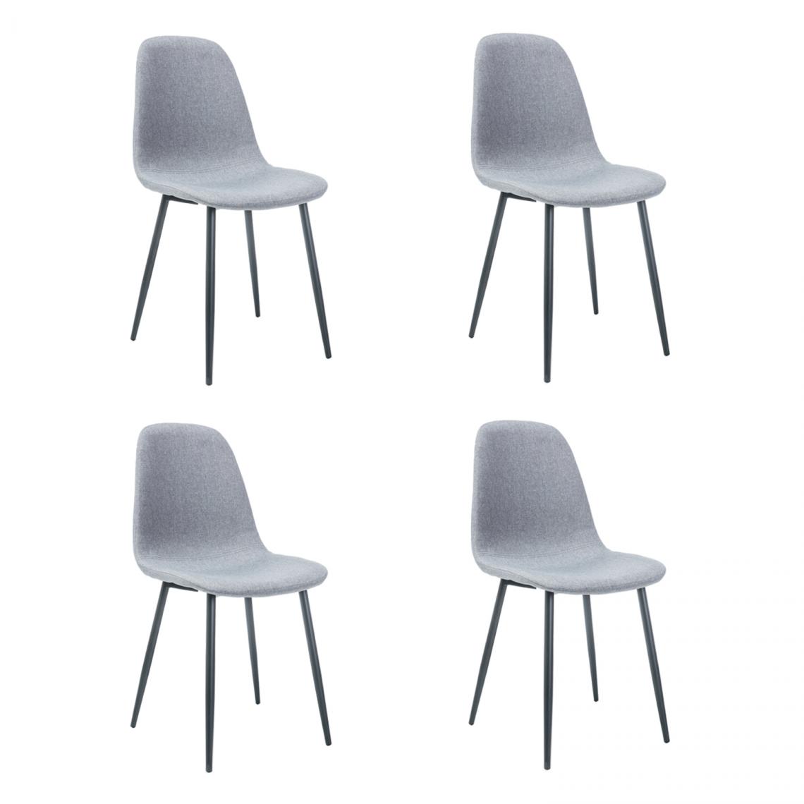 Hucoco - FRANZI - Lot de 4 chaises style scandinave salle à mager/salon - 86x44x39 cm - Tissu haute qualité - Gris - Chaises
