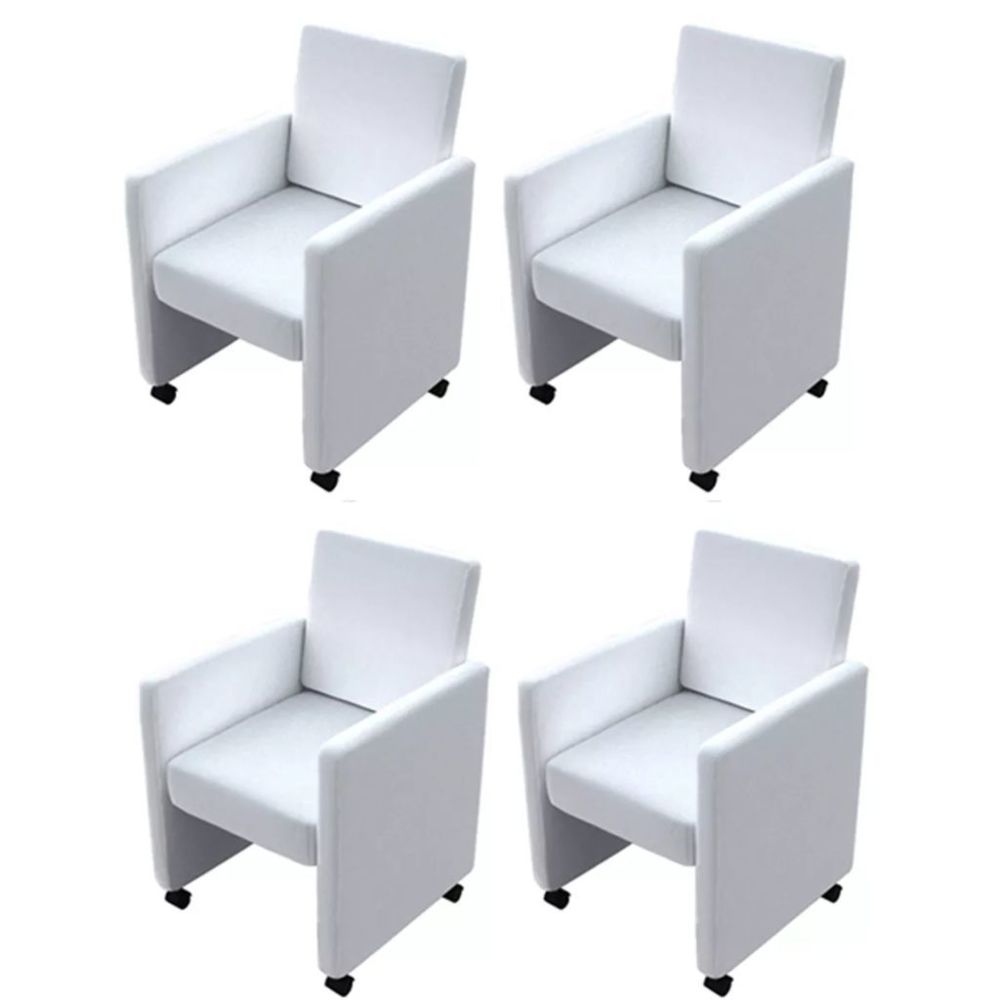marque generique - Distingué Fauteuils ensemble Pyongyang Chaise de salle à manger 4 pcs Cuir artificiel Blanc - Chaises