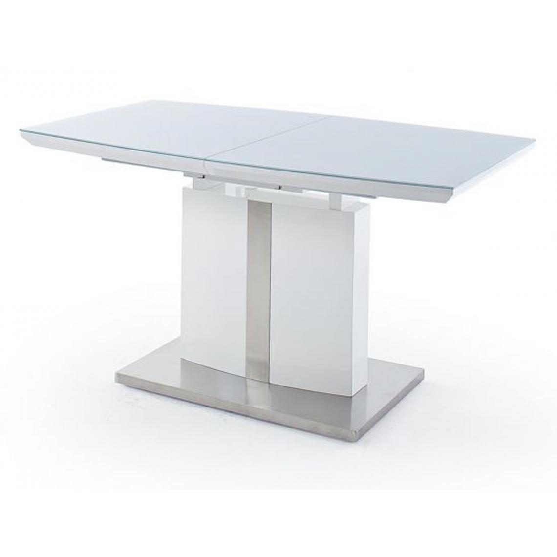 Pegane - Table de salle à manger extensible en bois coloris blanc brillant - L.140-180 x H.76 x P.80 cm - Tables à manger