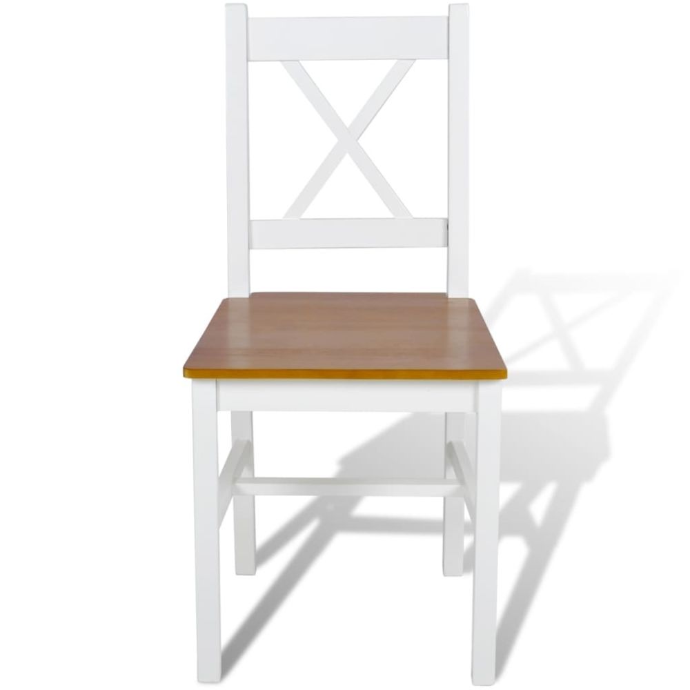 marque generique - Icaverne - Chaises de cuisine et de salle à manger gamme Chaise de salle à manger 4 pcs Bois Blanc et couleur naturelle - Chaises