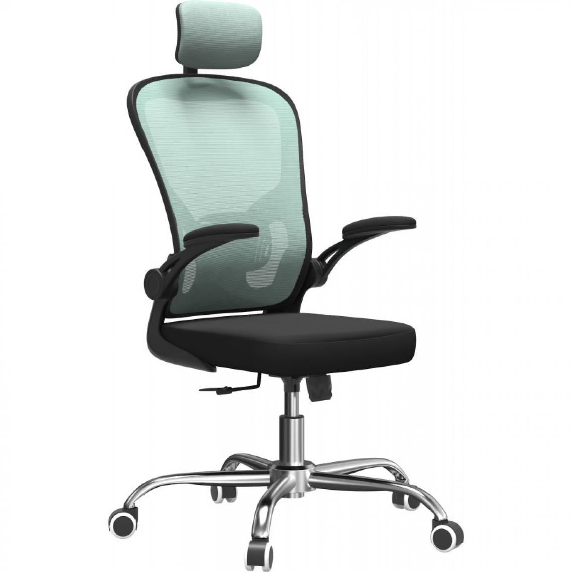 Hucoco - JEANA - Fauteuil de bureau ergonomique - Hauteur ajustable - Avec accoudoirs - Chaise de bureau pivotante - Bleu - Chaises