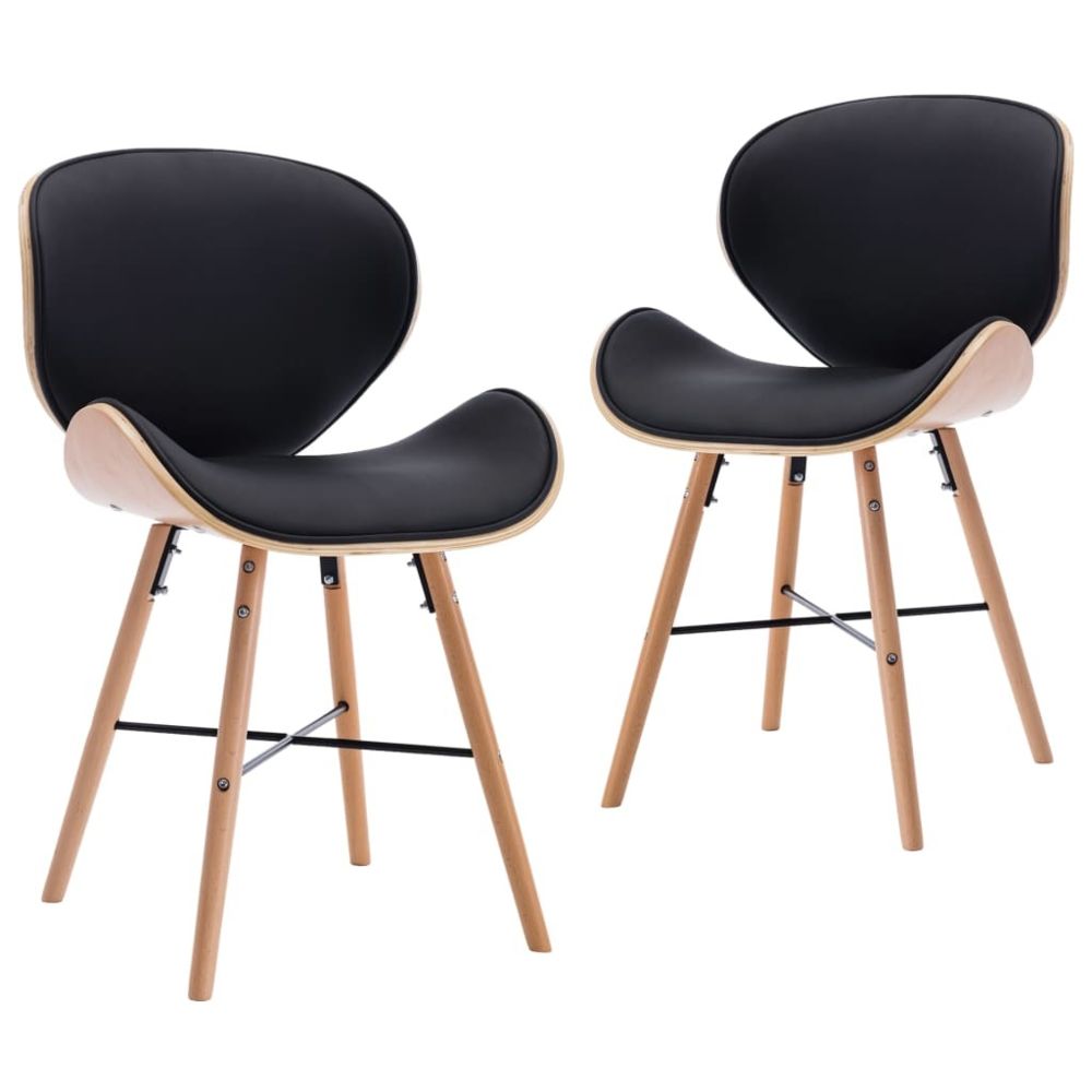 marque generique - Esthetique Fauteuils et chaises ensemble Brazzaville Chaises de salle à manger 2 pcs Noir Similicuir et bois courbé - Chaises