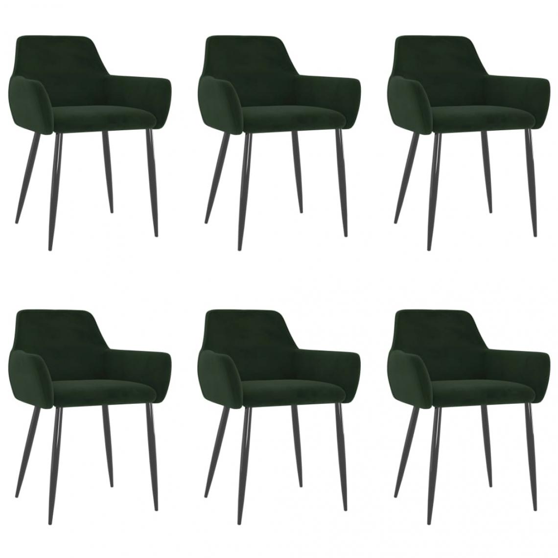 Decoshop26 - Lot de 6 chaises de salle à manger cuisine design moderne velours vert foncé CDS022893 - Chaises