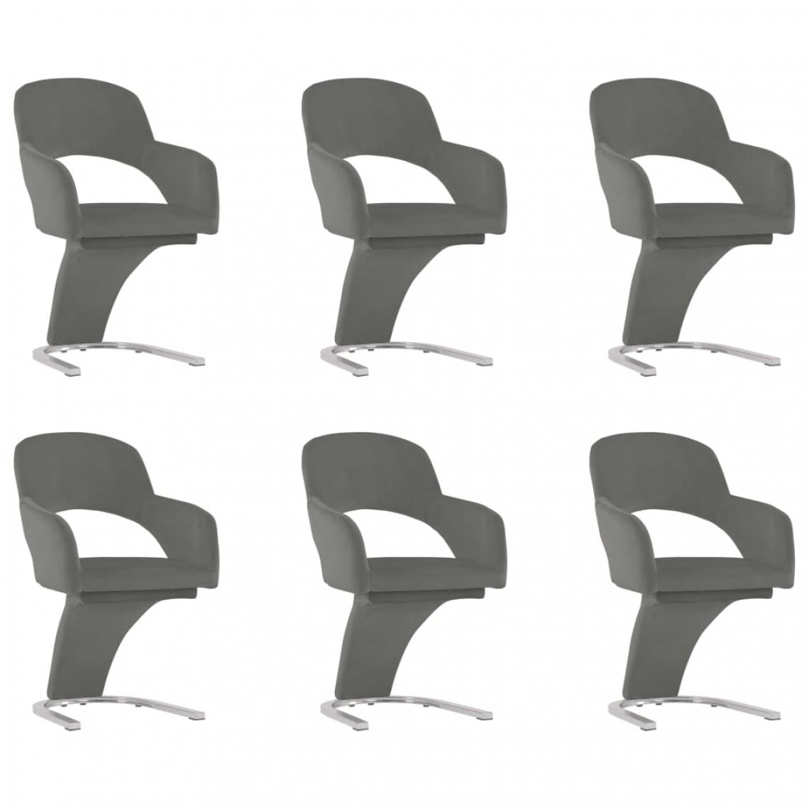 Icaverne - Admirable Fauteuils et chaises categorie Ankara Chaises de salle à manger 6 pcs Gris Velours - Chaises
