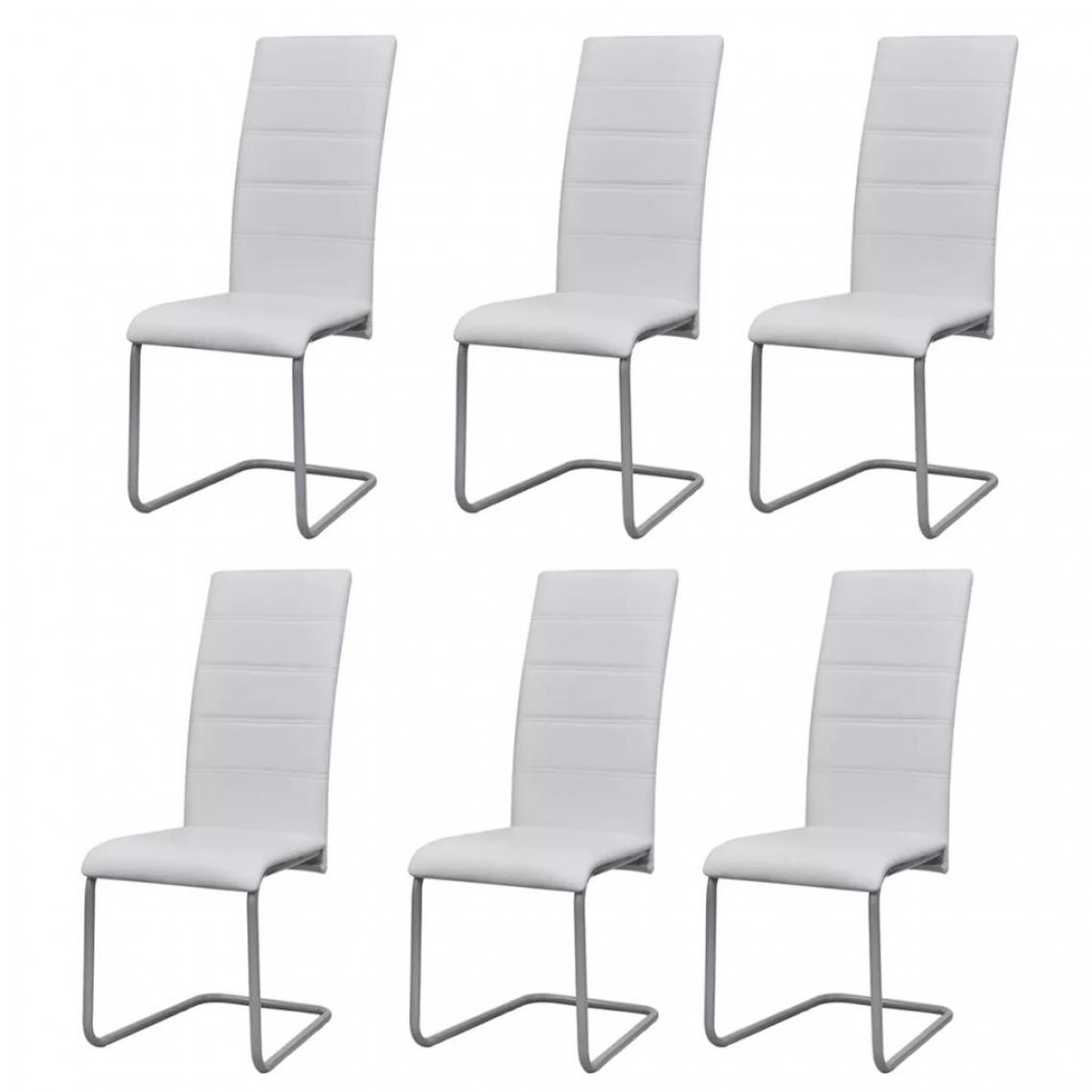 Chunhelife - Chunhelife Chaises de salle à manger cantilever 6 pcs Blanc Similicuir - Chaises