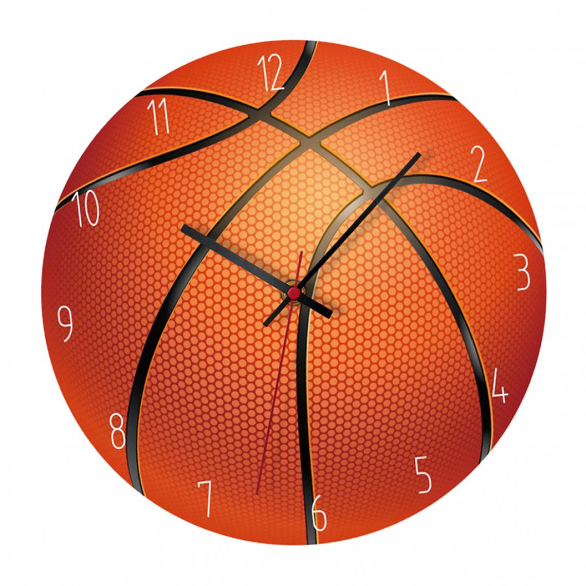 marque generique - Balle Acrylique Motif Horloge Murale Salon Chambre Bureau Décor Basketball - Horloges, pendules