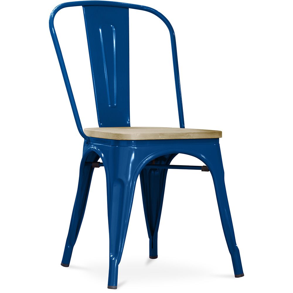 Privatefloor - Chaise style Tolix - Métal et bois clair - Chaises