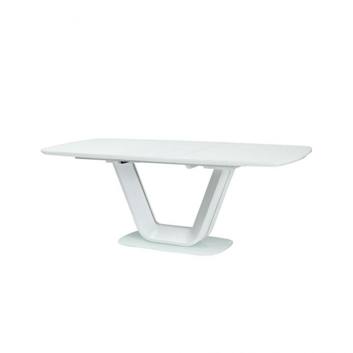Ac-Deco - Table extensible 10 personnes - Armani - 160-220 x 90 x 76 cm - Blanc - Tables à manger