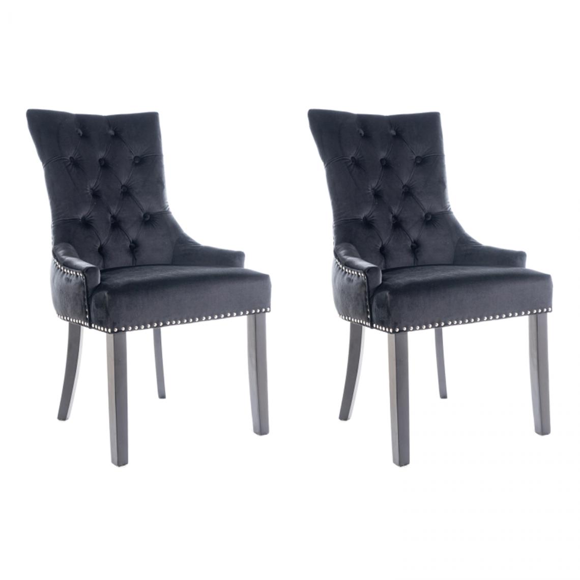 Hucoco - EDWARG - Lot de 2 chaises élégantes - Dimensions 99x55x45 cm - Revêtement en velours - Style glamour - Noir - Chaises