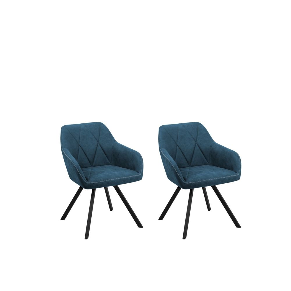 Beliani - Beliani Lot de 2 chaises en tissu bleu MONEE - bleu marine - Chaises