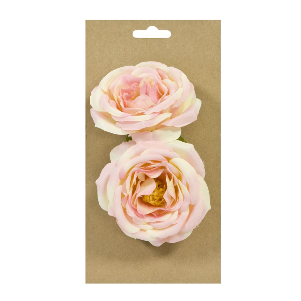 Visiodirect - Lot de 2 roses anciennes à attacher coloris rose - 8 cm - Objets déco