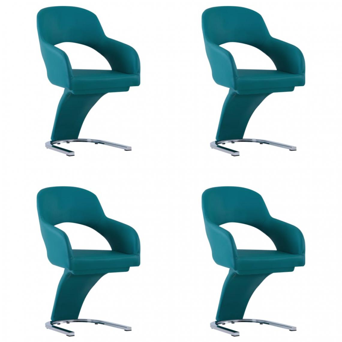 Icaverne - Inedit Fauteuils et chaises Pretoria Chaises de salle à manger 4 pcs Bleu Similicuir - Chaises