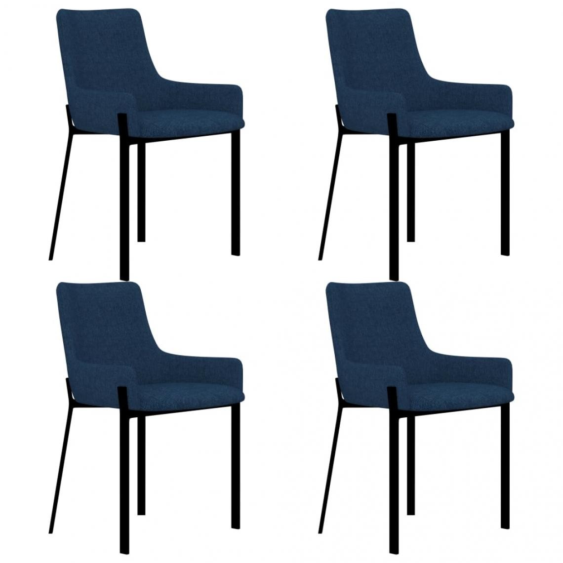 Decoshop26 - Lot de 4 chaises de salle à manger cuisine design moderne tissu bleu CDS021301 - Chaises