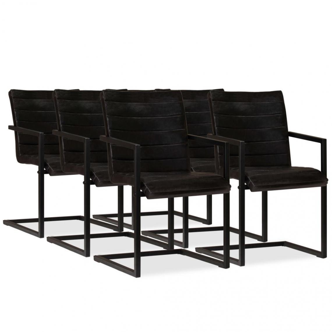 Decoshop26 - Lot de 6 chaises de salle à manger cuisine design industriel chic en cuir véritable anthracite CDS022112 - Chaises