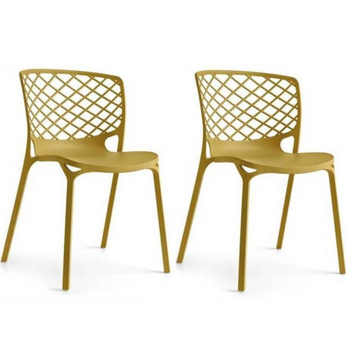 Inside 75 - Lot de 2 chaises empilable GAMERA jaune moutarde - Chaises