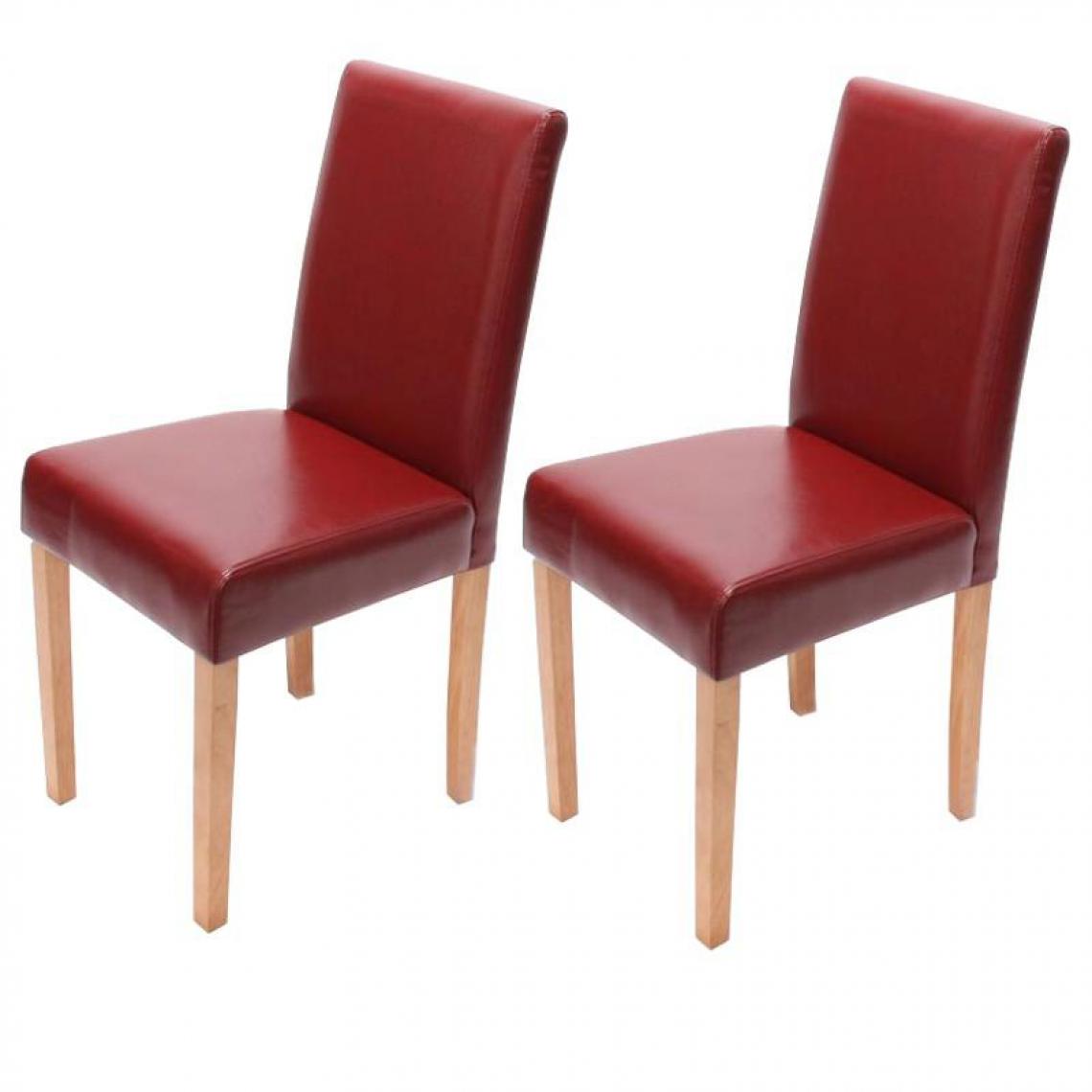 Decoshop26 - Lot de 2 chaises de salle à manger simili-cuir rouge pieds clairs CDS04043 - Chaises