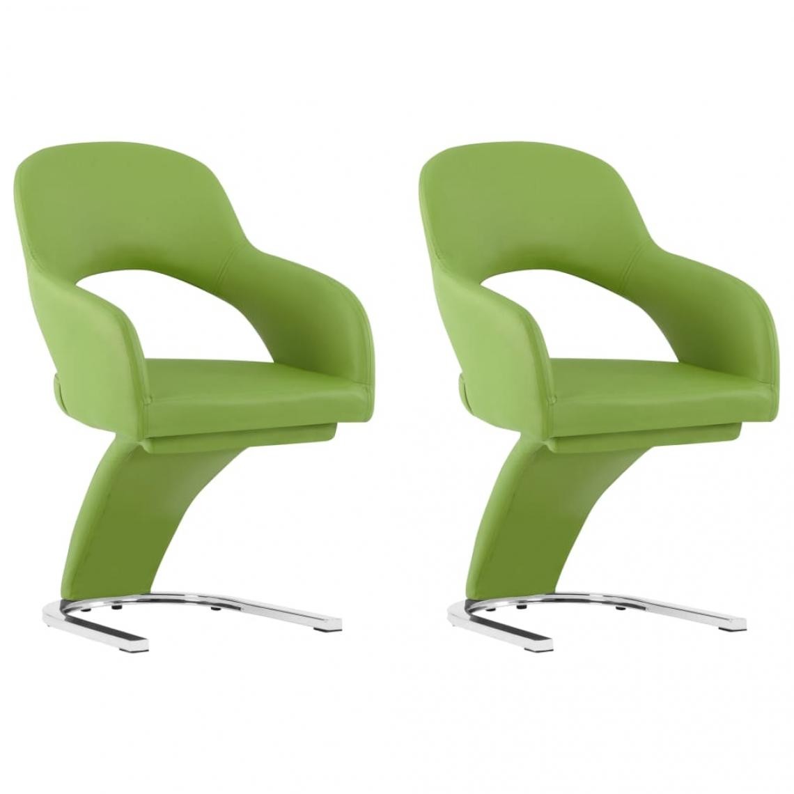 Decoshop26 - Lot de 2 chaises de salle à manger cuisine design moderne similicuir vert CDS021097 - Chaises
