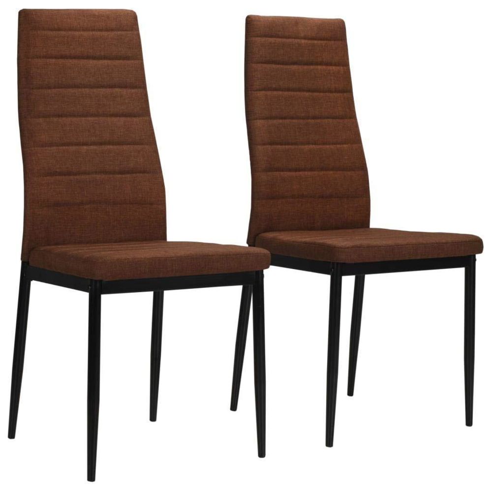 Helloshop26 - Lot de 2 chaise de salle à manger salon entrée classique tissu marron 1902070 - Chaises