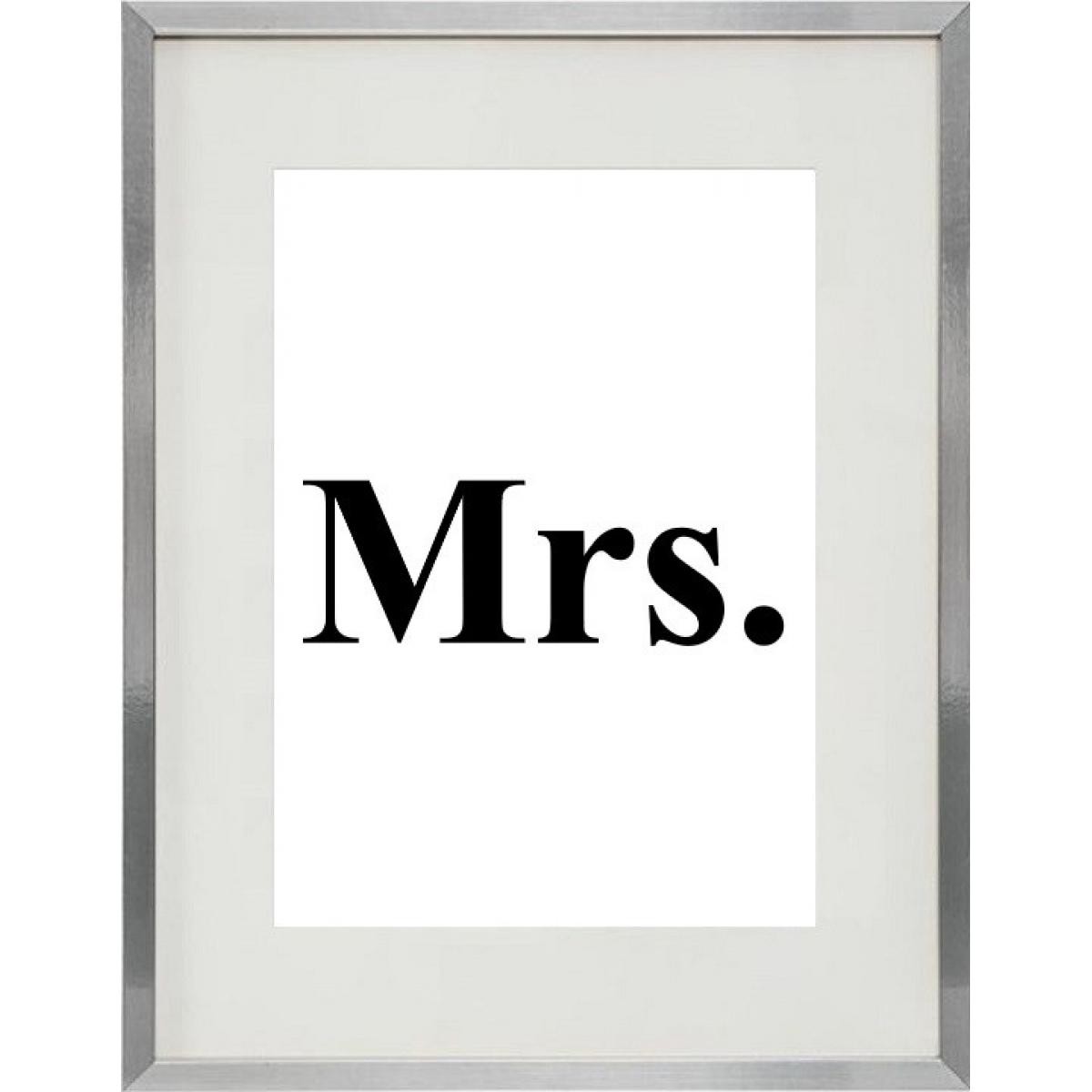 Shot - Cadre Photo "Mr & Mrs" 30x40cm avec Passe Partout Tableau Bois Verre (ARGENT) - Tableaux, peintures
