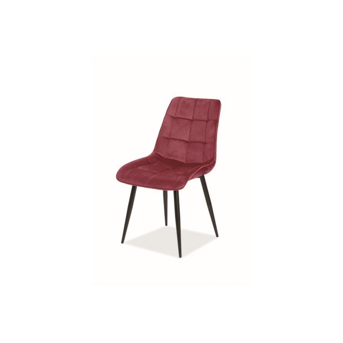 Hucoco - CHIM | Chaise matelassée pour salon et salle à manger | Dimensions : 89x51x44 cm | Rembourrage en velours | Pieds en métal - Bordeaux - Chaises